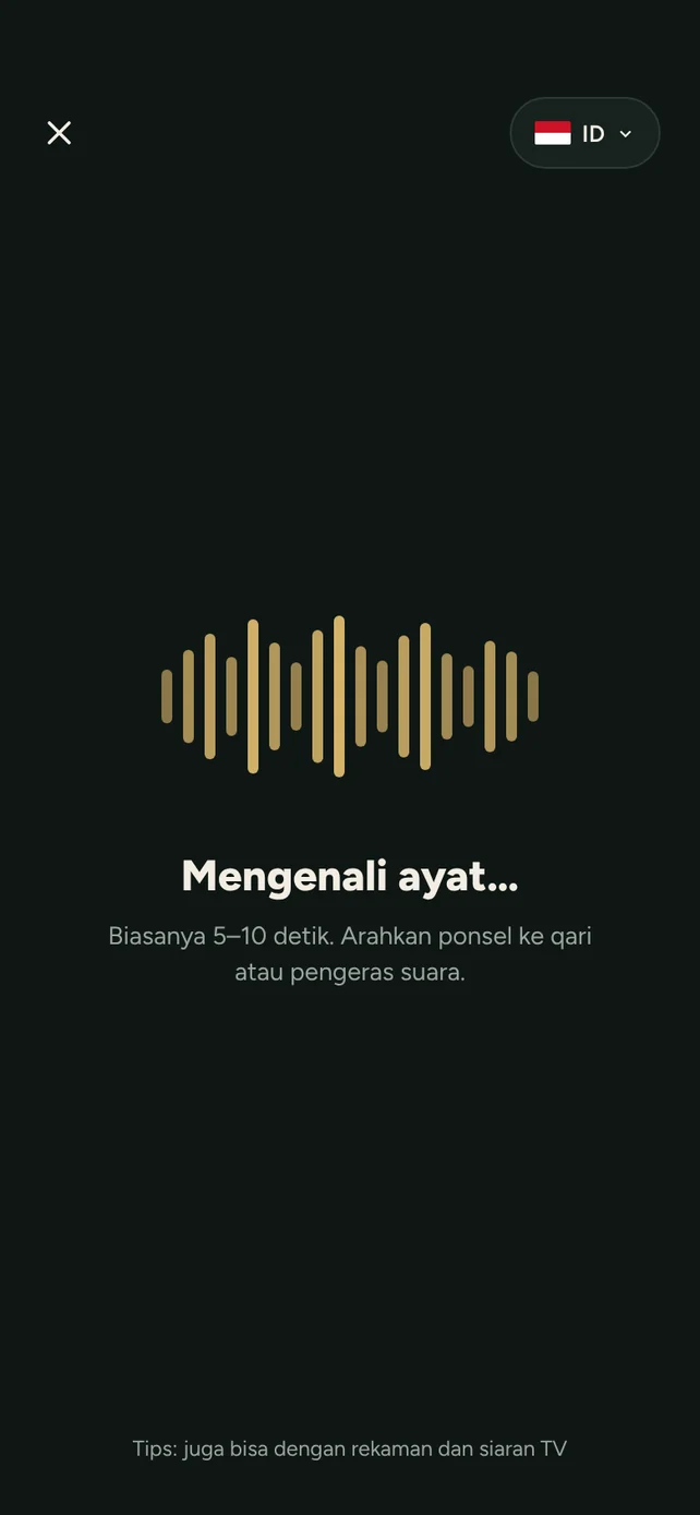 AyahSync mengenali ayat yang sedang dibaca